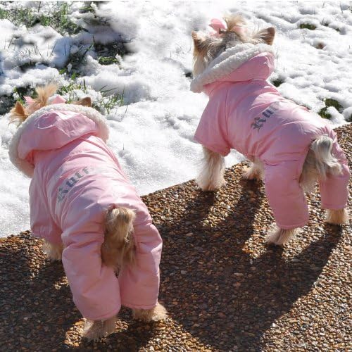 DOGGIE DESIGN Pink Ruffin It Dog Snowsuit - Large (L)