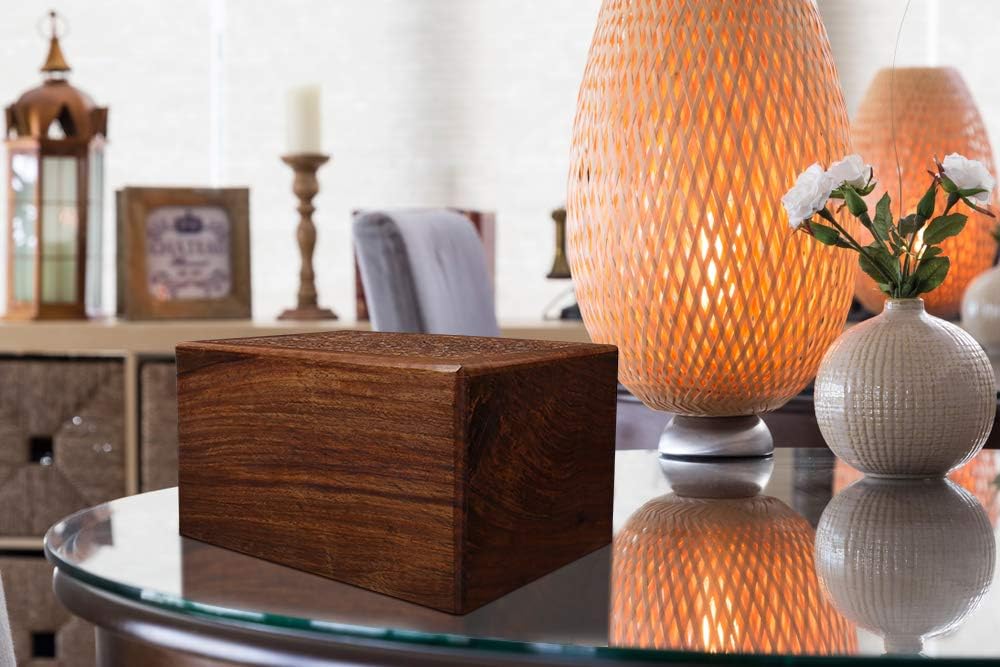 Tree of Life Hand-Carved Rosewood Urn Box - Small