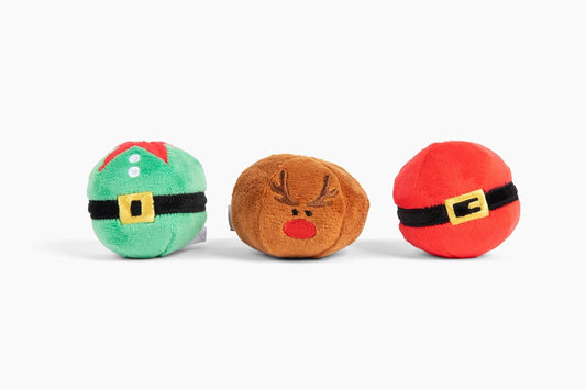 Midlee Christmas Catnip Plush Balls 3-Pack – Santa, Reindeer & Elf Cat Toy Set, Soft Catnip Balls, Interactive Cat Toy, Stocking Stuffers