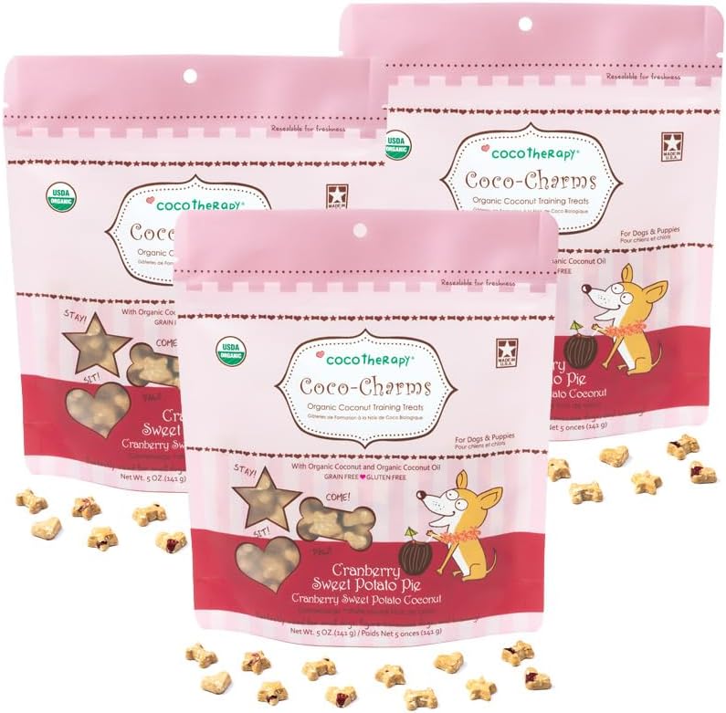 Coco Therapy Cranberry Sweet Potato Coco-Charms Dog Training Treats - 3 Pack