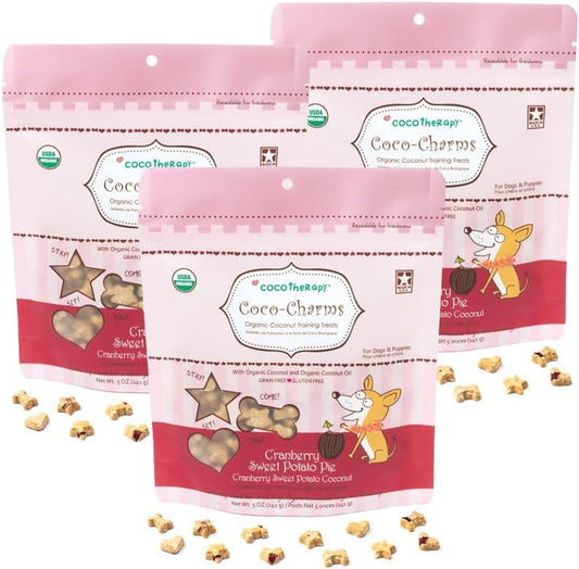 Coco Therapy Cranberry Sweet Potato Coco-Charms Dog Training Treats - 3 Pack
