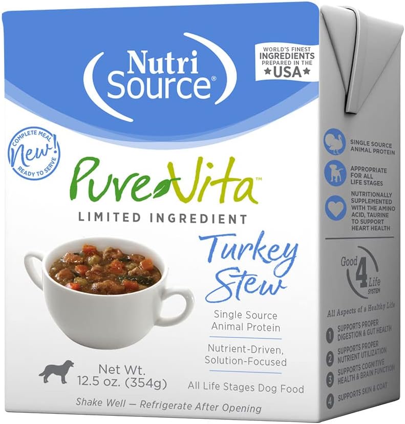 PureVita Grain Inclusive Turkey Stew Tetra Pak Wet Dog Food - 12.5 oz