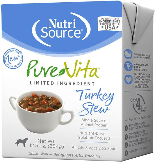 PureVita Grain Inclusive Turkey Stew Tetra Pak Wet Dog Food - 12.5 oz
