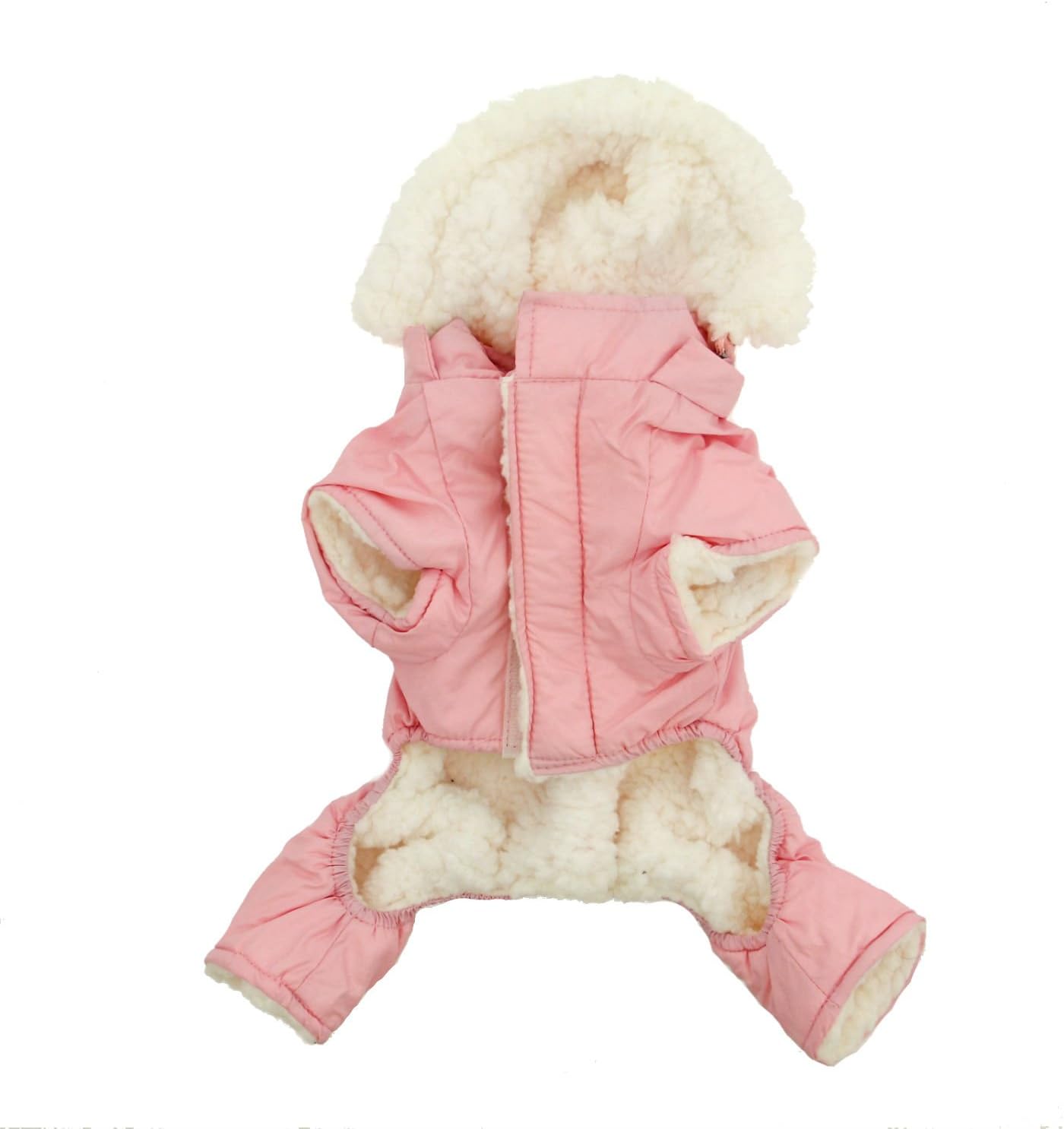 DOGGIE DESIGN Pink Ruffin It Dog Snowsuit - Large (L)