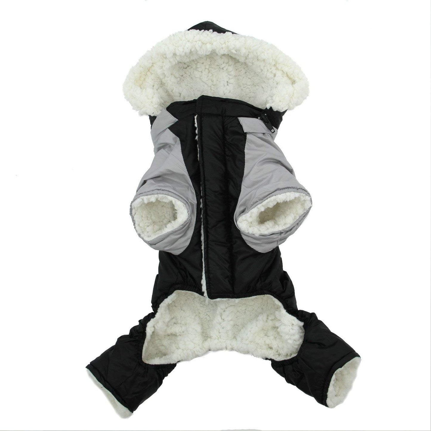 Dog Coat - "Ruffin' It" Snowsuit - Black & Grey - Large (L)