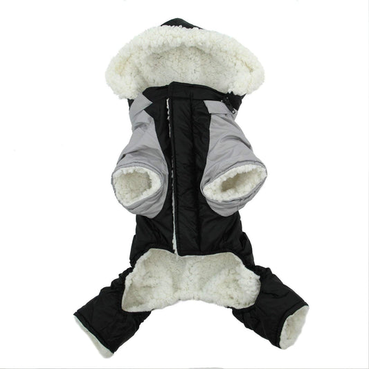 Dog Coat - "Ruffin' It" Snowsuit - Black & Grey - Large (L)