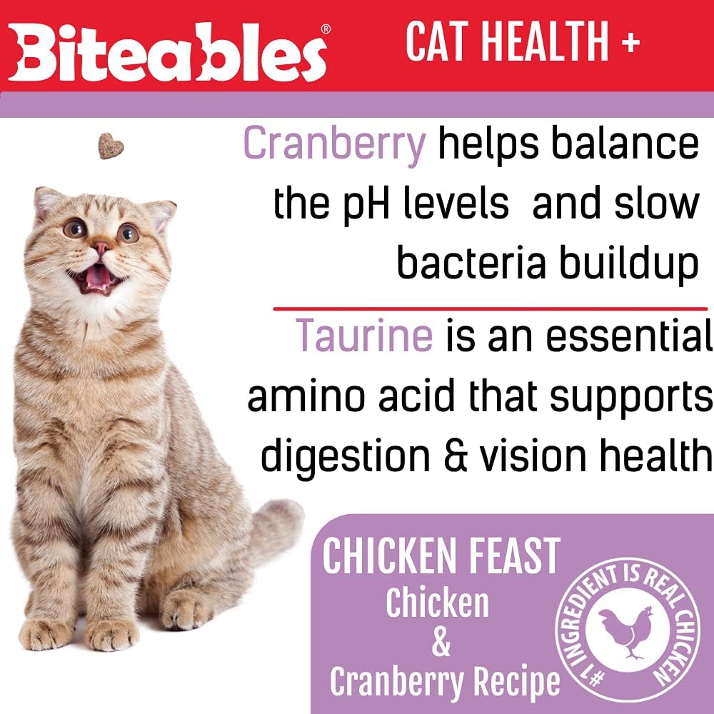 Get Naked Biteables Natural Soft Treats for Cats, Cat Health Plus, Chicken Feast Recipe, 3oz