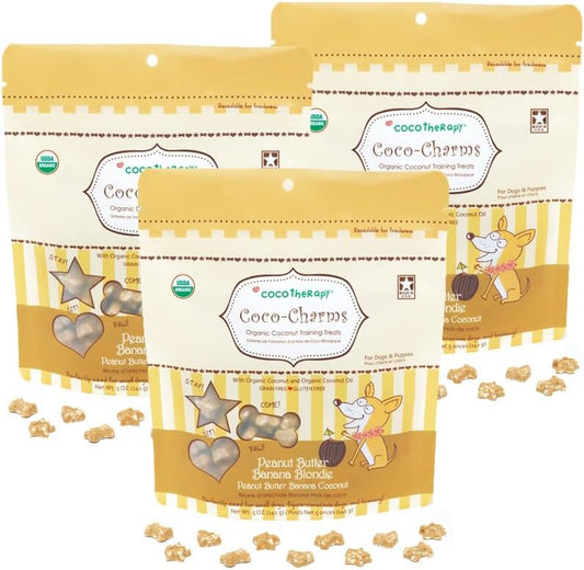 Coco Therapy Peanut Butter Banana Coco-Charms Dog Training Treats - 3 Pack