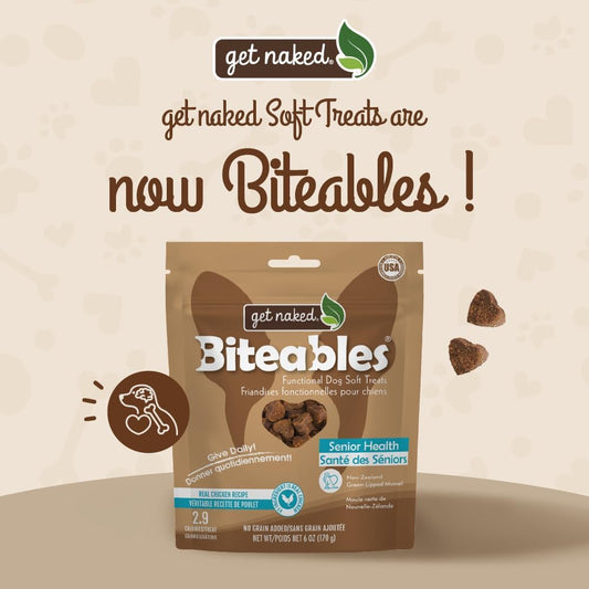 Get Naked Biteables Senior Health Soft Dog Treats, Real Chicken Treat for Toothless Dogs, 6oz