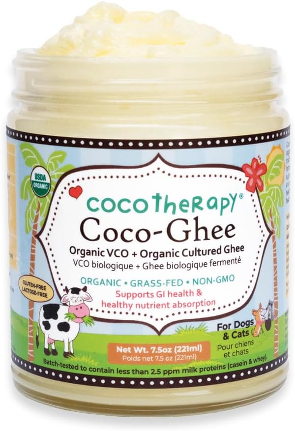 CocoTherapy Coco-Ghee Organic Virgin Coconut Oil and Organic Cultured Ghee Glass Jar, 7.5oz