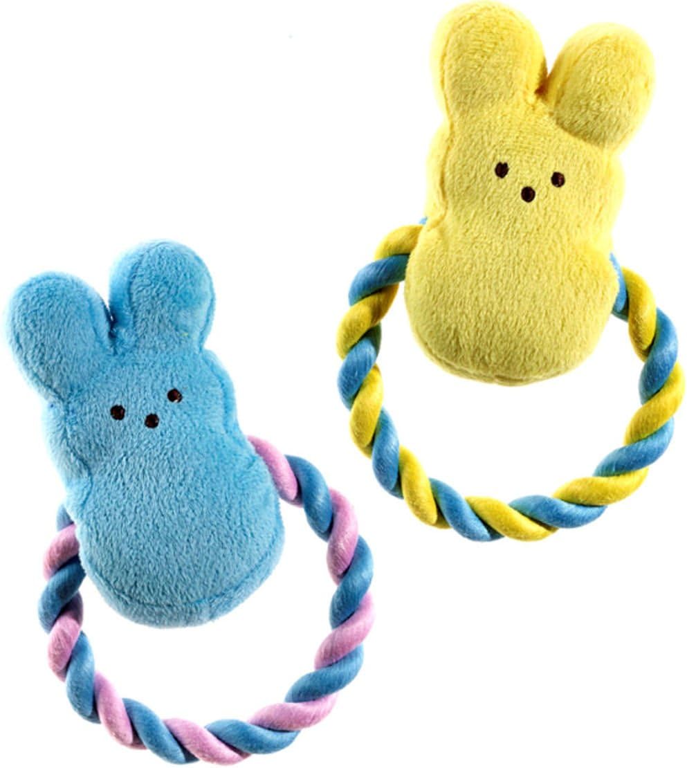 Peeps Squeaky Rope Dog Toy (Pink Bunny)