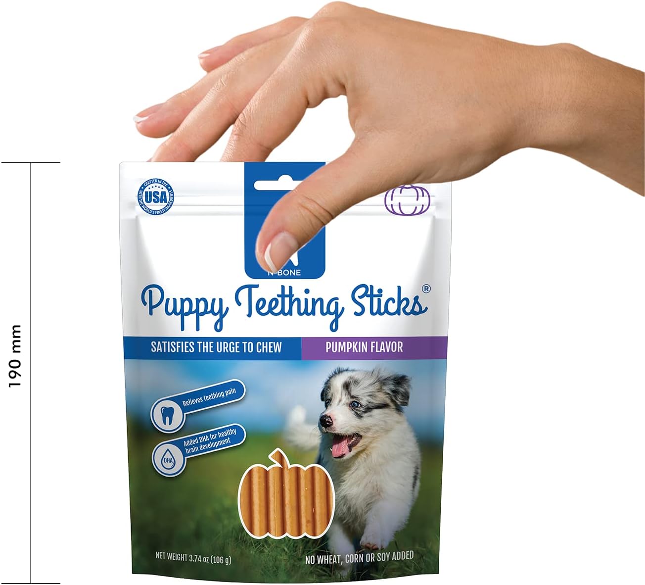 N-Bone Puppy Teething Sticks Pumpkin Flavor - 3.74 oz Bag