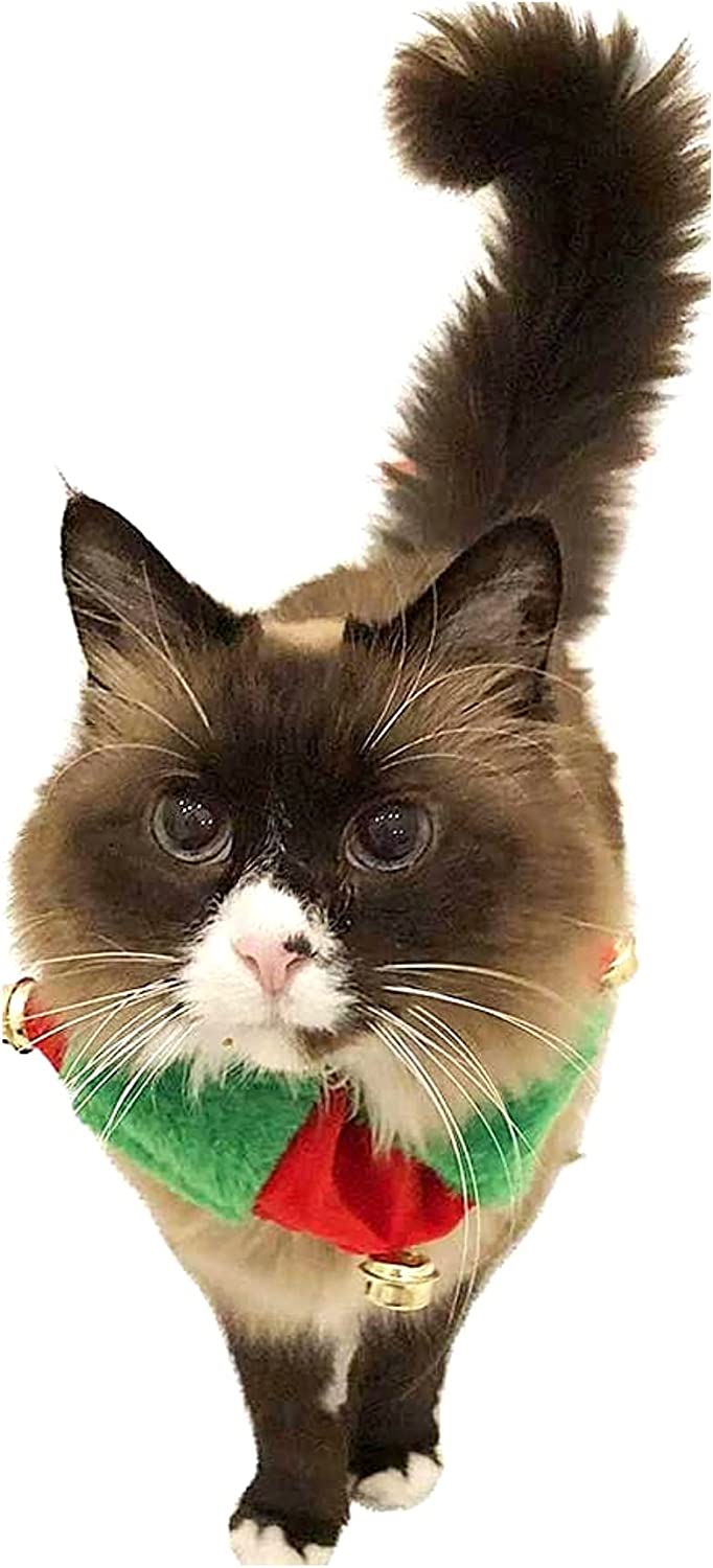 Midlee Red/Green Christmas Plush Bell Collar