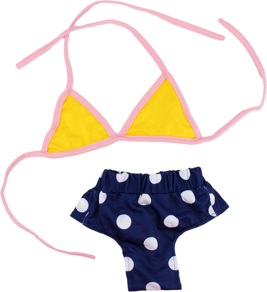 Midlee Yellow & Blue Polka Dot Dog Bikini (4XL)