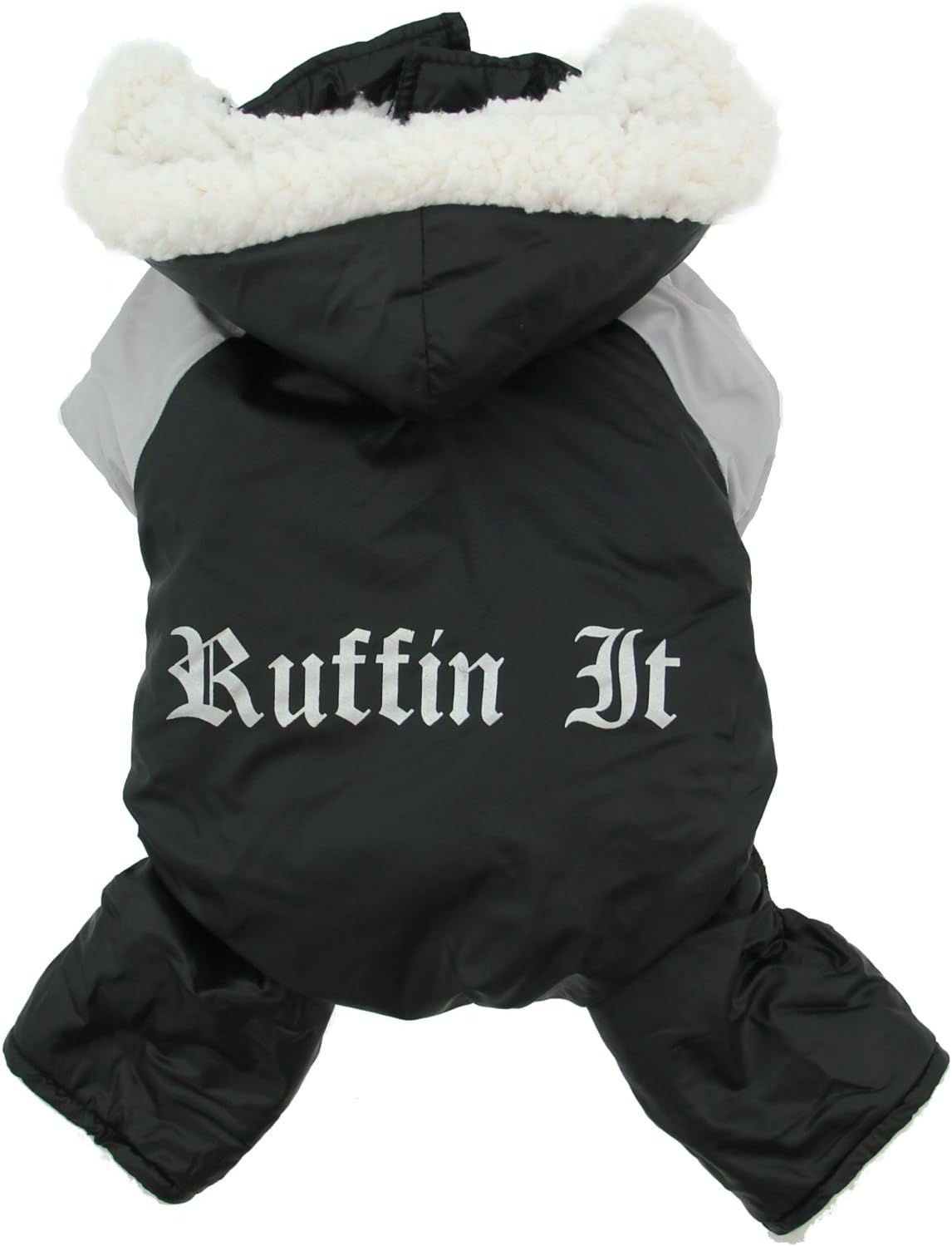 Doggie Design "Ruffin It" Winter Full Dog Snowsuit, Black and Gray, Small