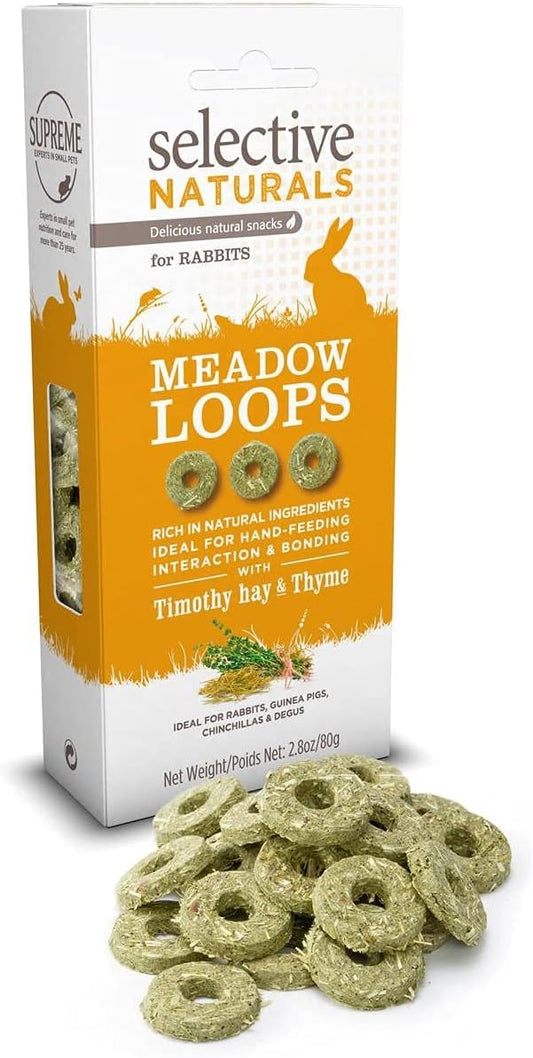 Supreme Selective Naturals Meadow Loops for Rabbits with Timothy Hay & Thyme 80g (Pack of 4)