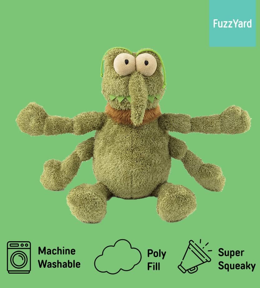 FuzzYard Scratchy the Green Flea Plush Squeaky Dog Toy - Large
