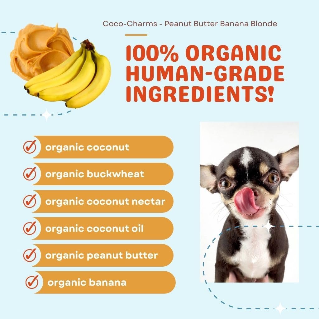 Coco Therapy Peanut Butter Banana Coco-Charms Dog Training Treats - 3 Pack