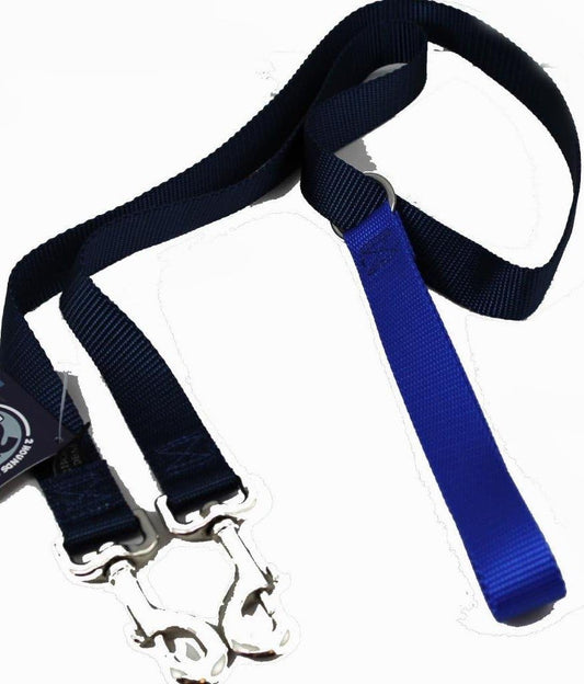 4-Configuration Training Leash ONLY, Works with the Freedom No Pull Harness, 1" Wide Navy with Royal blue Handle