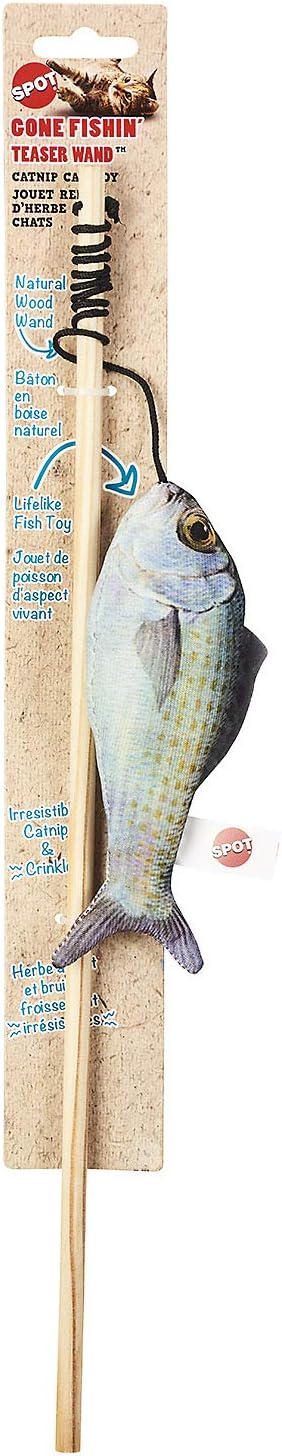 SPOT Gone Fishin' Teaser Wand Cat Toy with Catnip Assorted- 1 Unit