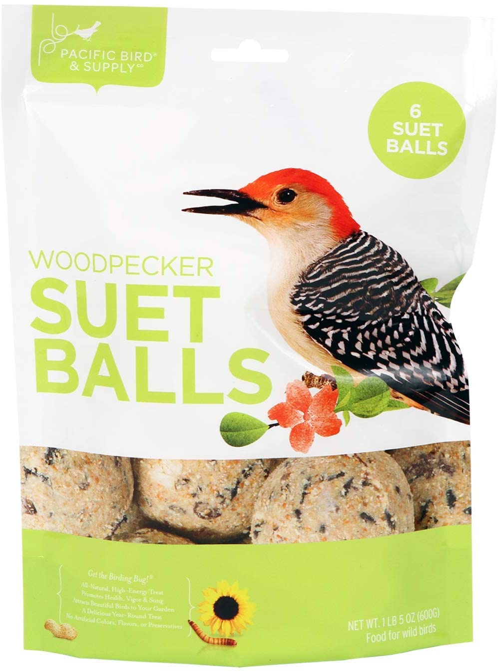 Pacific Bird & Supply Co. 6 Pack Woodpecker Suet Balls, 1lb 5oz
