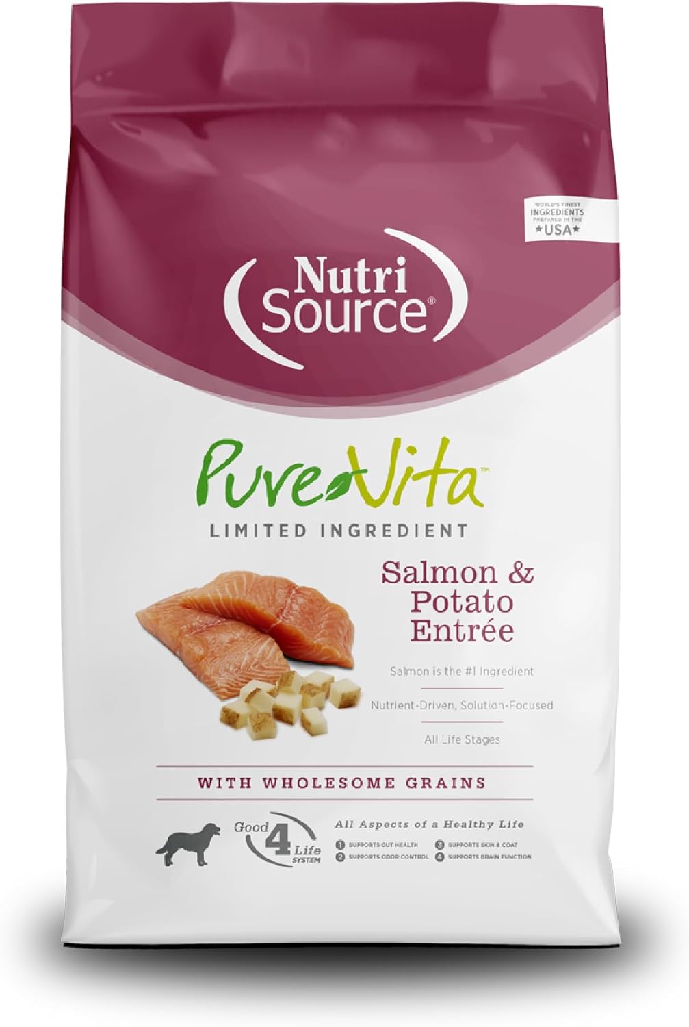 NutriSource PureVita Salmon And Potato Entree with Wholesome Grains Dry Dog Food - 5 lbs