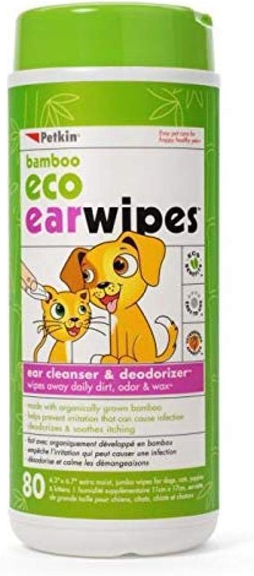 Petkin Pet Eco Ear Wipes Size 80ct Petkin Pet Eco Ear Wipes Dog/Cat 80ct