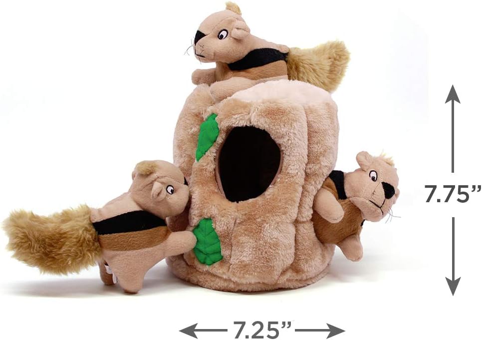 Outward Hound Hide-A-Squirrel Squeaking Puzzle Plush Dog Toy, MD/Large