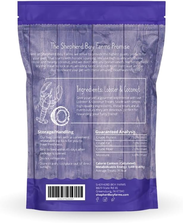 Shepherd Boy Farms Freeze Dried Lobster & Coconut Treats for Dogs & Cats, 2 oz