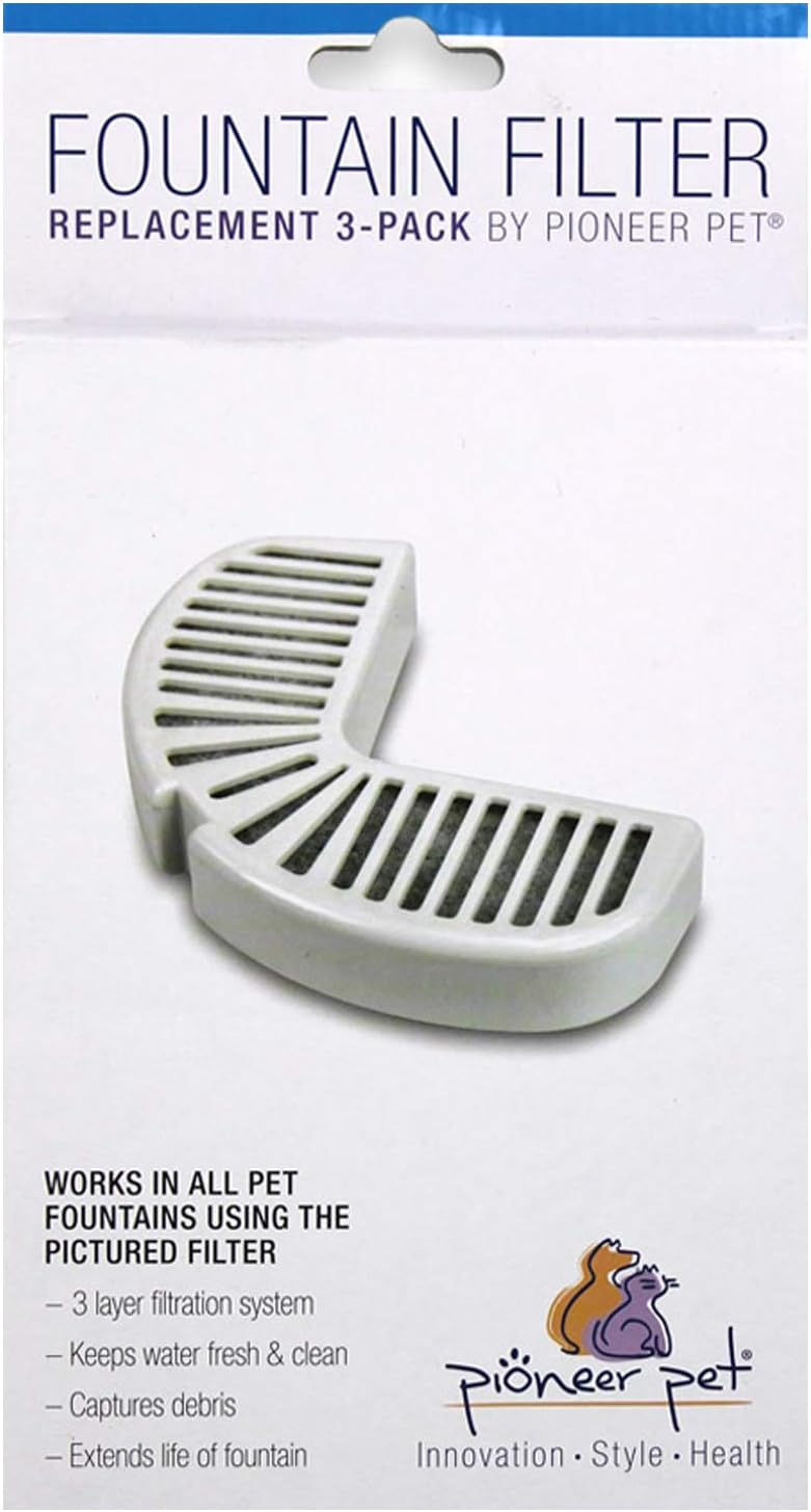 Pioneer Replacement Filters for Stainless Steel and Ceramic Fountains - 3 Pack
