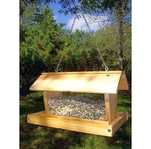 Stovall Cedar Medium Barn Hanging Hopper Bird Feeder