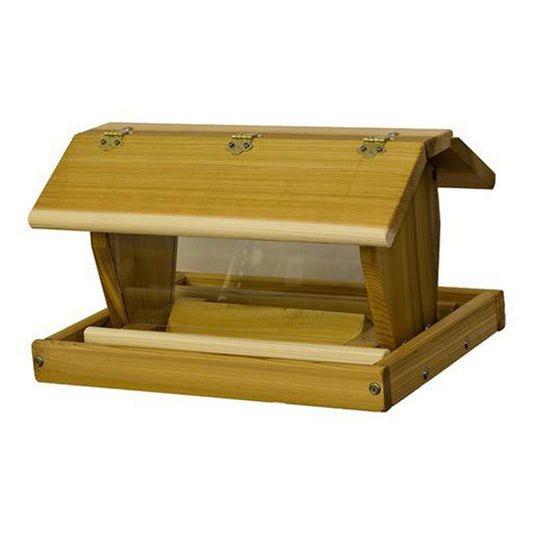 Stovall Cedar Post Mount Hopper Bird Feeder