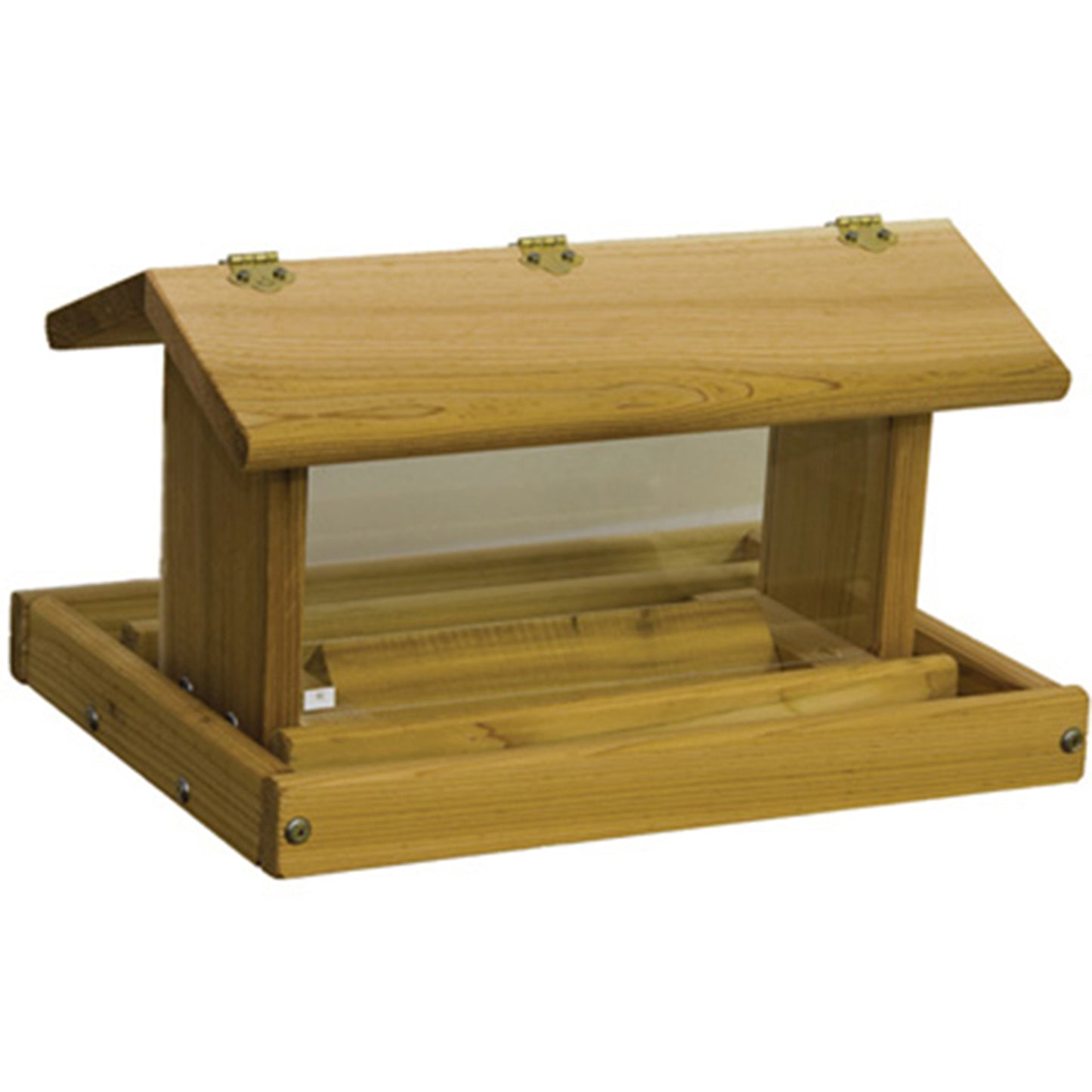 Stovall Cedar Post Mount Hopper Bird Feeder