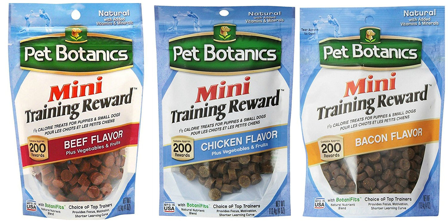 3-Pack Pet Botanics Variety Flavor Bundle Mini Reward Treats for 12 Total oz