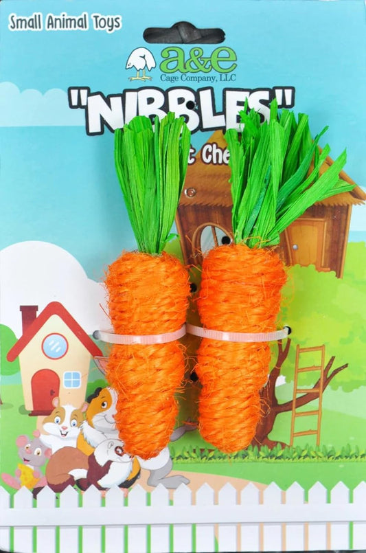 AE Cage Company Nibbles Carrot Loofah Chew Toys with Jute - 2 count