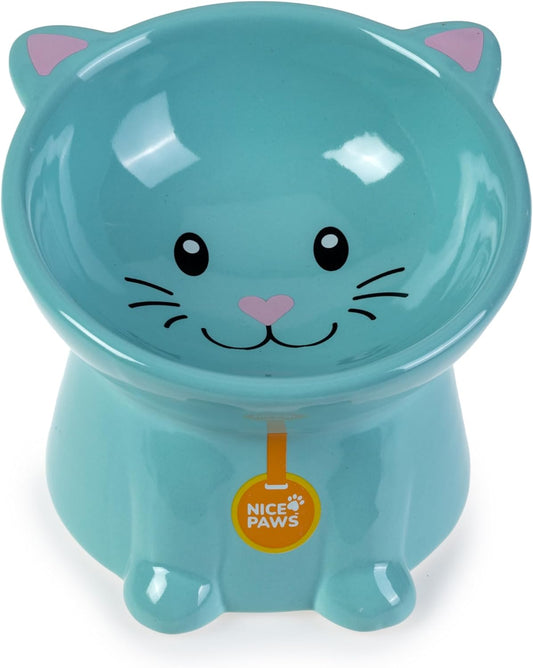 Nice Paws Tilted Cat Bowl - Blue