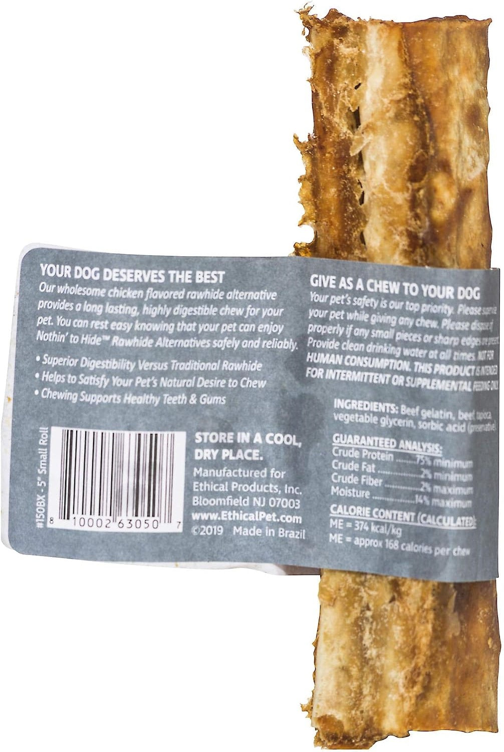 Fieldcrest Farms Nothin' To Hide Small Roll 5-inch Beef Flavor Dog Chew, 1pk