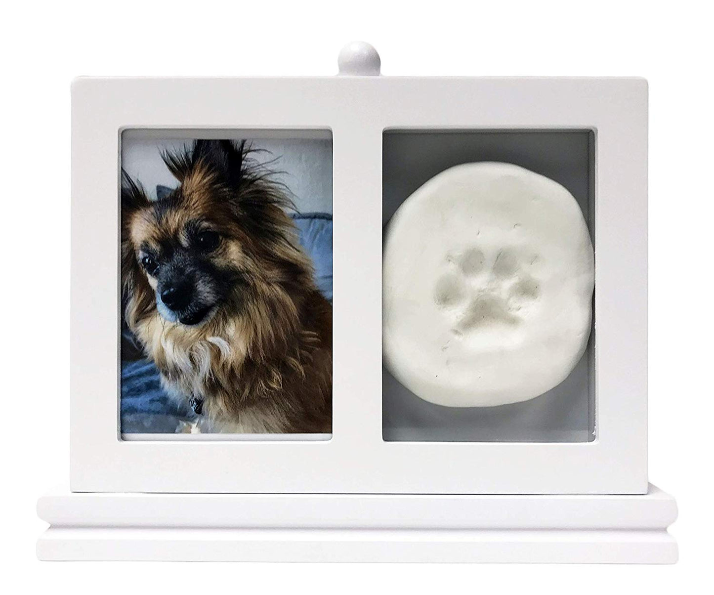 Midlee Pet Memorial Picture Frame with Clay Paw Print Kit, White Stand