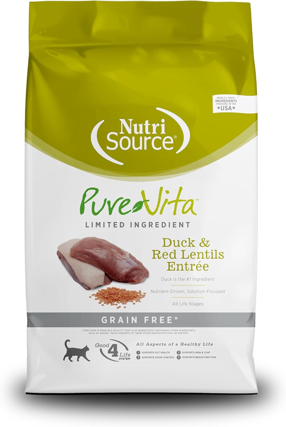 NutriSource PureVita Grain Free Duck and Red Lentils Entree Dry Cat Food - 15 lb