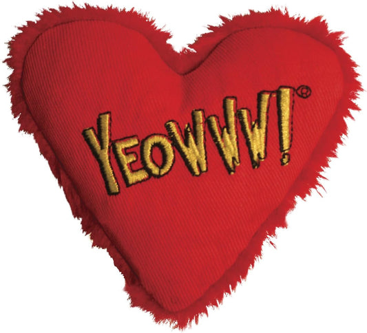 Hearrrt Attack Pack: 3x Yeowww! 100% Organic Catnip Heart Cat Toys, Each with a Different Phrase