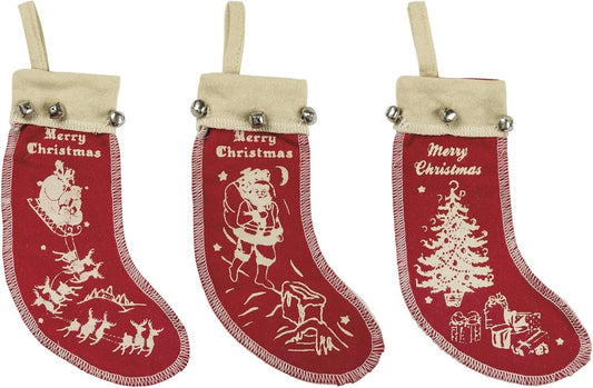 Primitives By Kathy Retro Christmas Felt Stocking Ornaments Set of 3