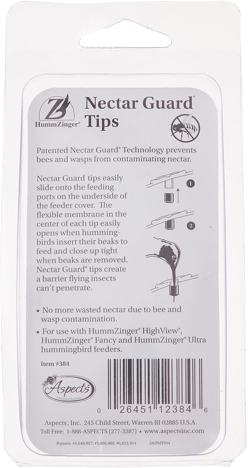 Aspects 384 Nectar Guard Tips, Clear, 2 Inch, Replacement Bee Guards for Hummingbird Feeders