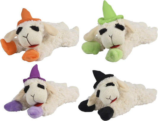 Multipet Lamb Chop with Witch Hat 10.5" - White- One Toy- Assorted Color