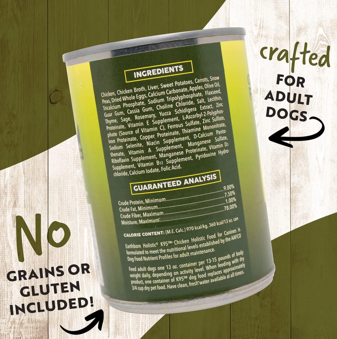Earthborn Holistic K95 Chicken Recipe Grain-Free Canned Moist Dog Food (13 oz) Pack of 12