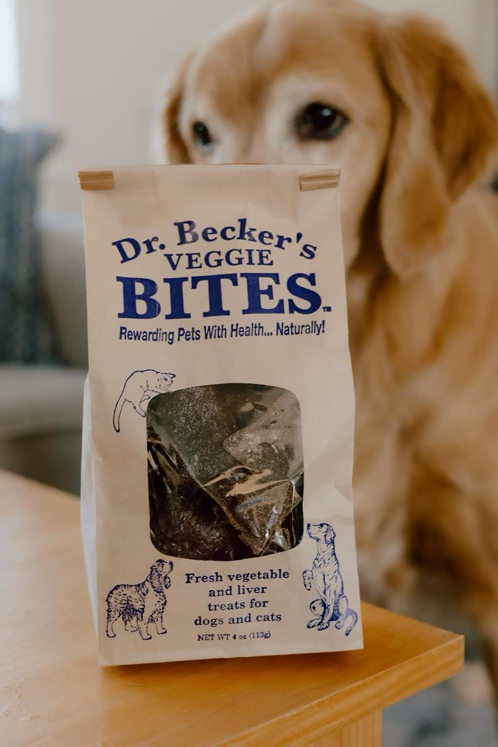 Dr. Becker's Veggie Bites | Made from Fresh Vegetables | Grain Free Liver Training Treats for Dogs & Cats, 4oz-3PK