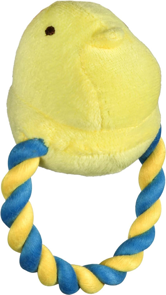 Peeps for Pets Plush Chick Rope Pull Toy for Dogs Squeaker Dog Toy - Yellow/Blue