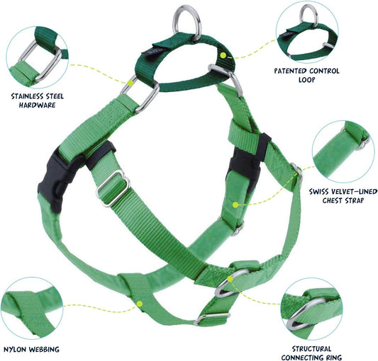 2 Hounds Design Freedom No Pull Dog Harness, Adjustable Harness, Easy Walking & Comfortable Control, Fits Small, Medium & Large Dogs, Solid Colors, Made in USA, 5/8" MD, Neon Green