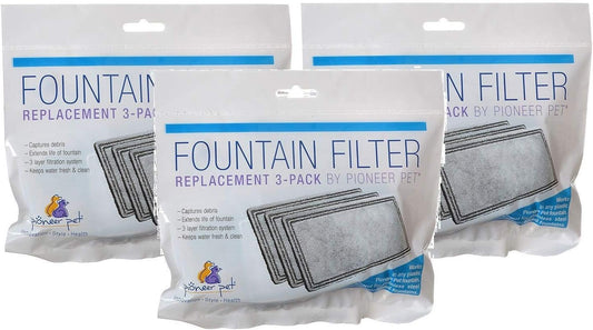 Pioneer Pet 3 Pack of Replacement Filters for Plastic Fountains, 3 Filters Per Pack