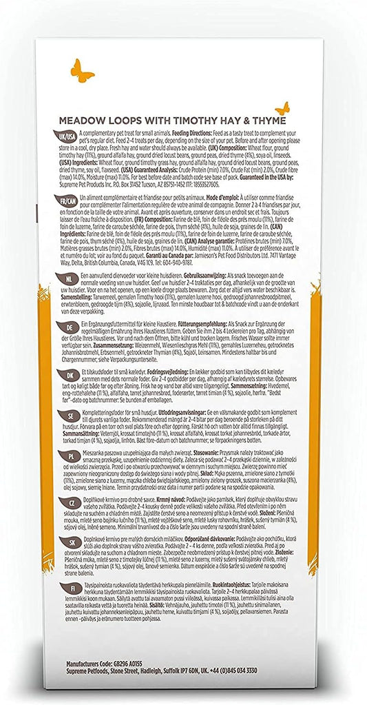 Supreme Selective Naturals Meadow Loops for Rabbits with Timothy Hay & Thyme 80g (Pack of 4)