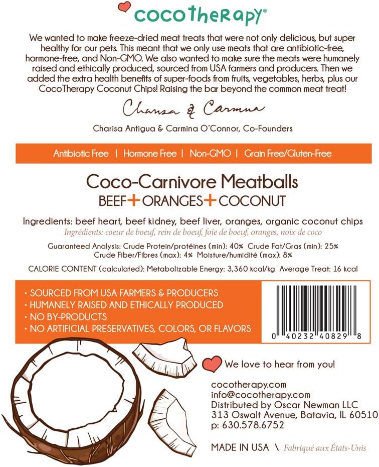 Coco-Carnivore Meatballs – Beef/Orange/Coconut, 2.5 oz